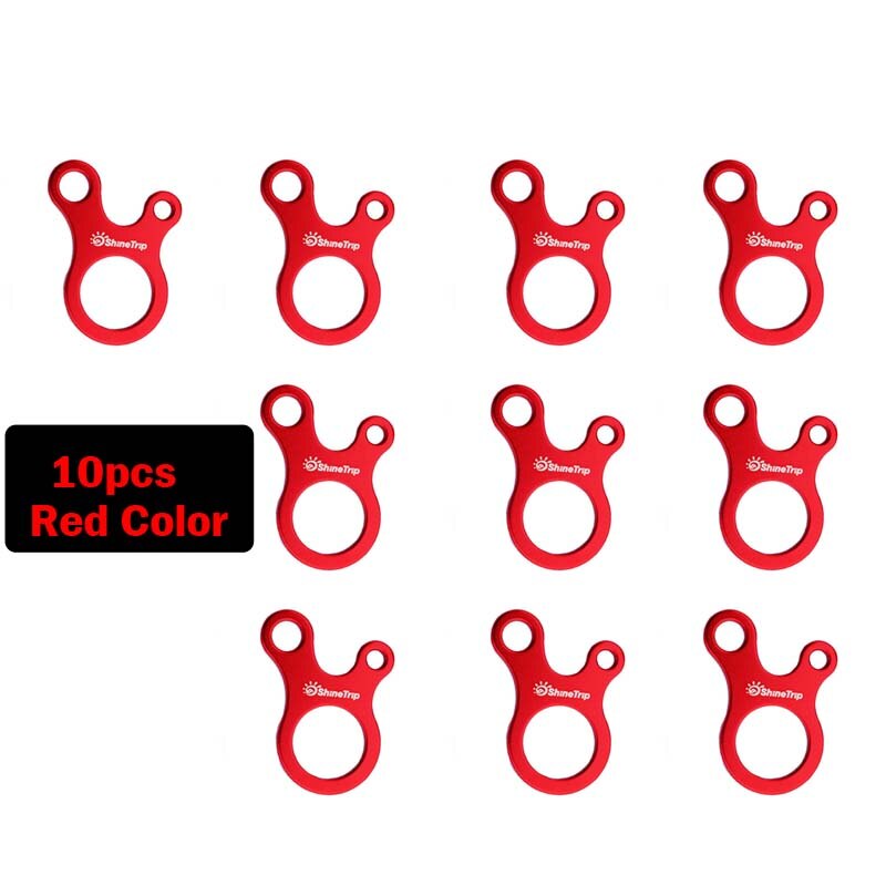 10 Stuks Tent Wind Touw Knoop Gesp 3-Gat Anti-Slip Outdoor Camping Wandelen Tent Cord Touw Aanscherping haak Touw Knoop Gespen: Red Color(10pcs)