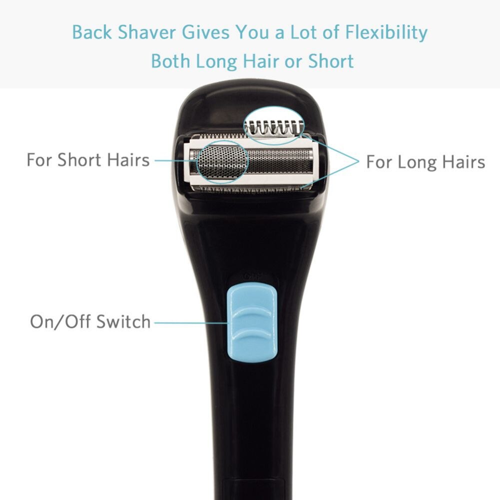 Electric Back Hair Shaver Remover Trimmer Foldable Body Men Shaving Tool