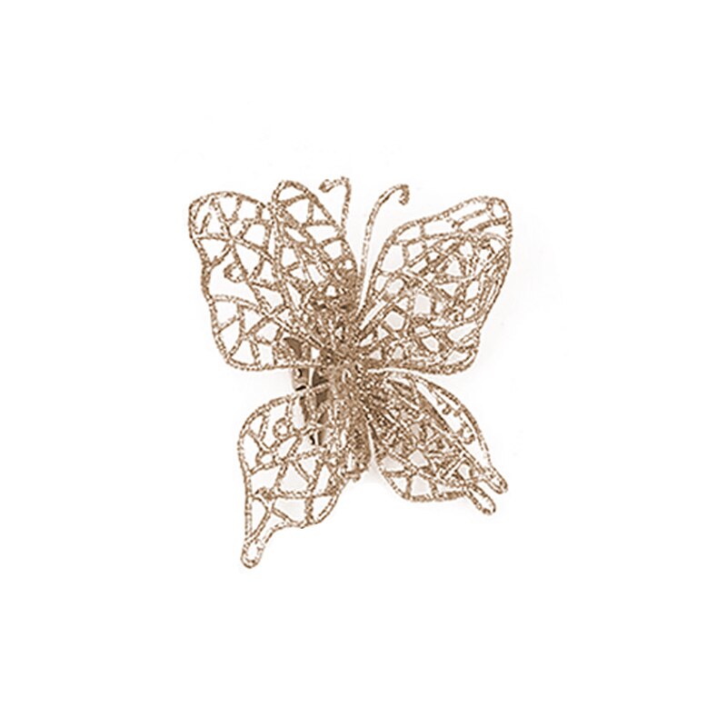 Glitter hul sommerfugl ornamenter farverig kunstig blomst sommerfugl til juletræ bryllupsfest boligindretning forsyninger: K