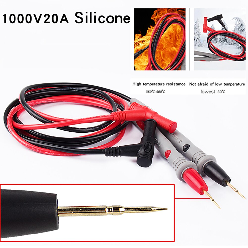 1 Paar Silicone Probe Multimeter Meetsnoeren 1000V 20A Draad Pen Universele Pin Voor Digitale Naald Tip Multimeter tester Probe: Silicone wire probe