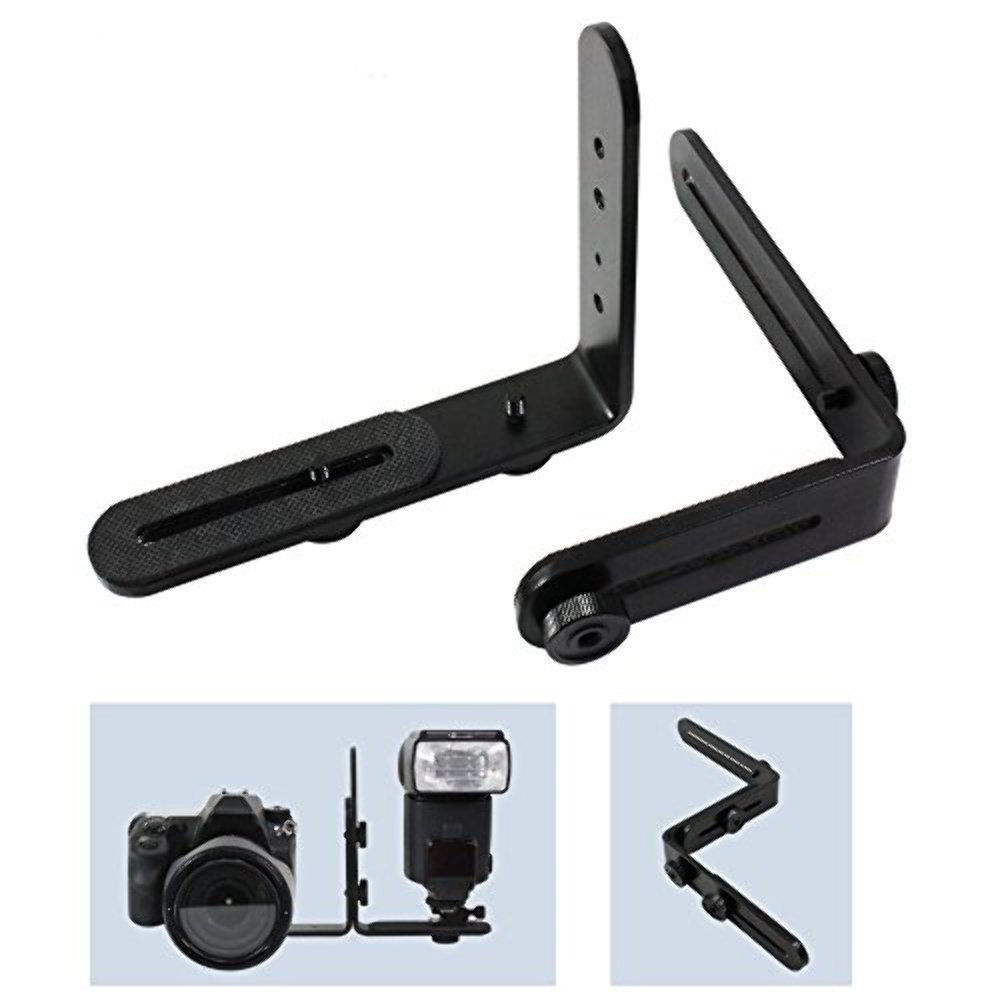 Dual L Shape Camera Flash Bracket, Metal Aluminum Alloy, 1/4" Universal Thread, Speedlite &amp; DSLR Camera Holder / Mount, Photo St