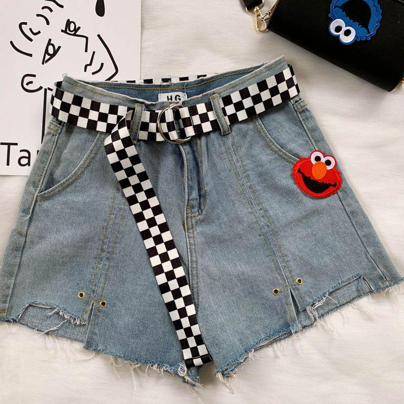 Cinturón de para mujer, pantalones vaqueros de lona informales, encantadores cinturones para mujer, hebilla a cuadros negra y blanca, Correa larga de 120cm, cinturón con hebilla