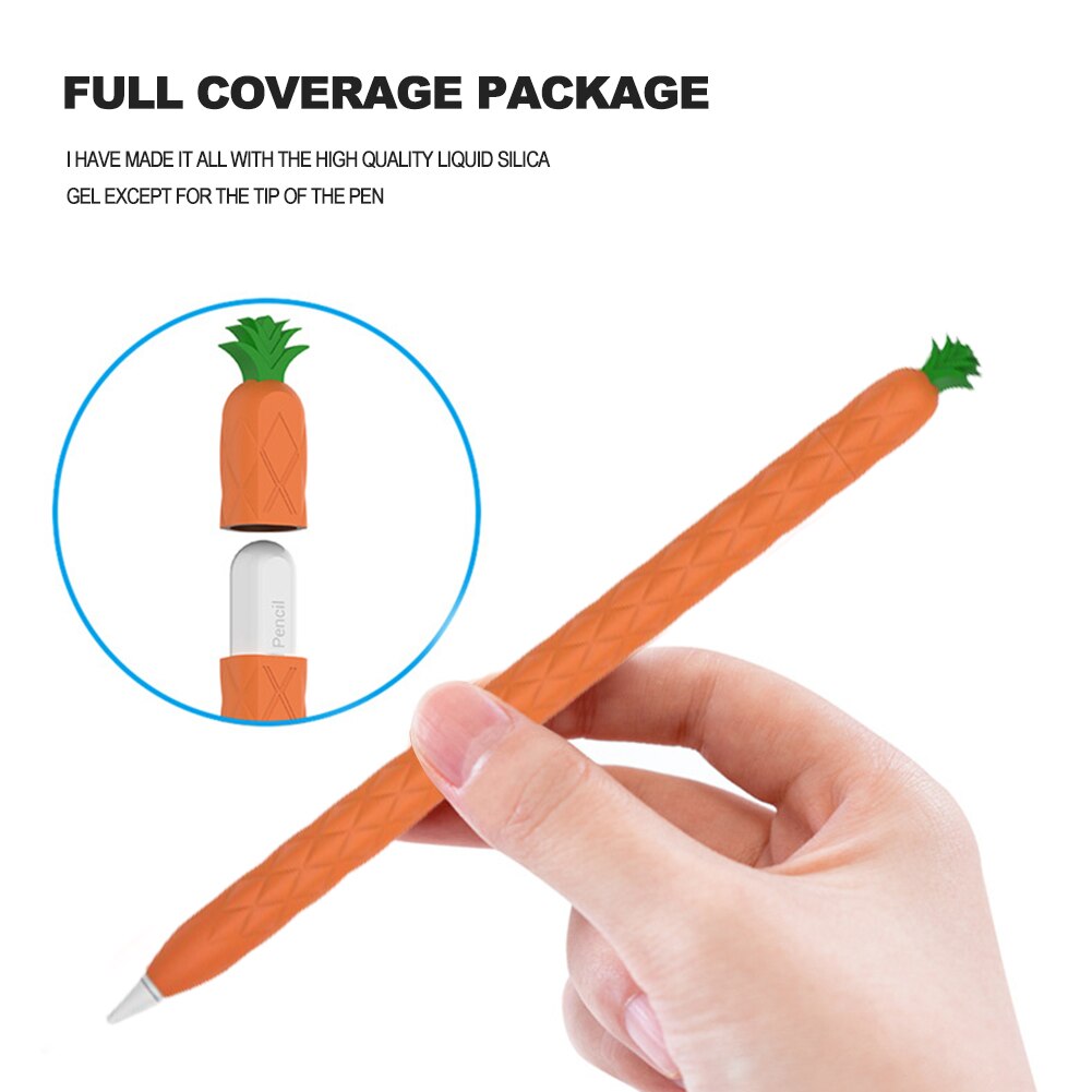 Soft Pineapple Silicone Sleeve For Apple Pencil 1 Pencil 2 Pencil Case Tablet Touch Stylus Pen Cover Cartoon Cute Pencil Pouch