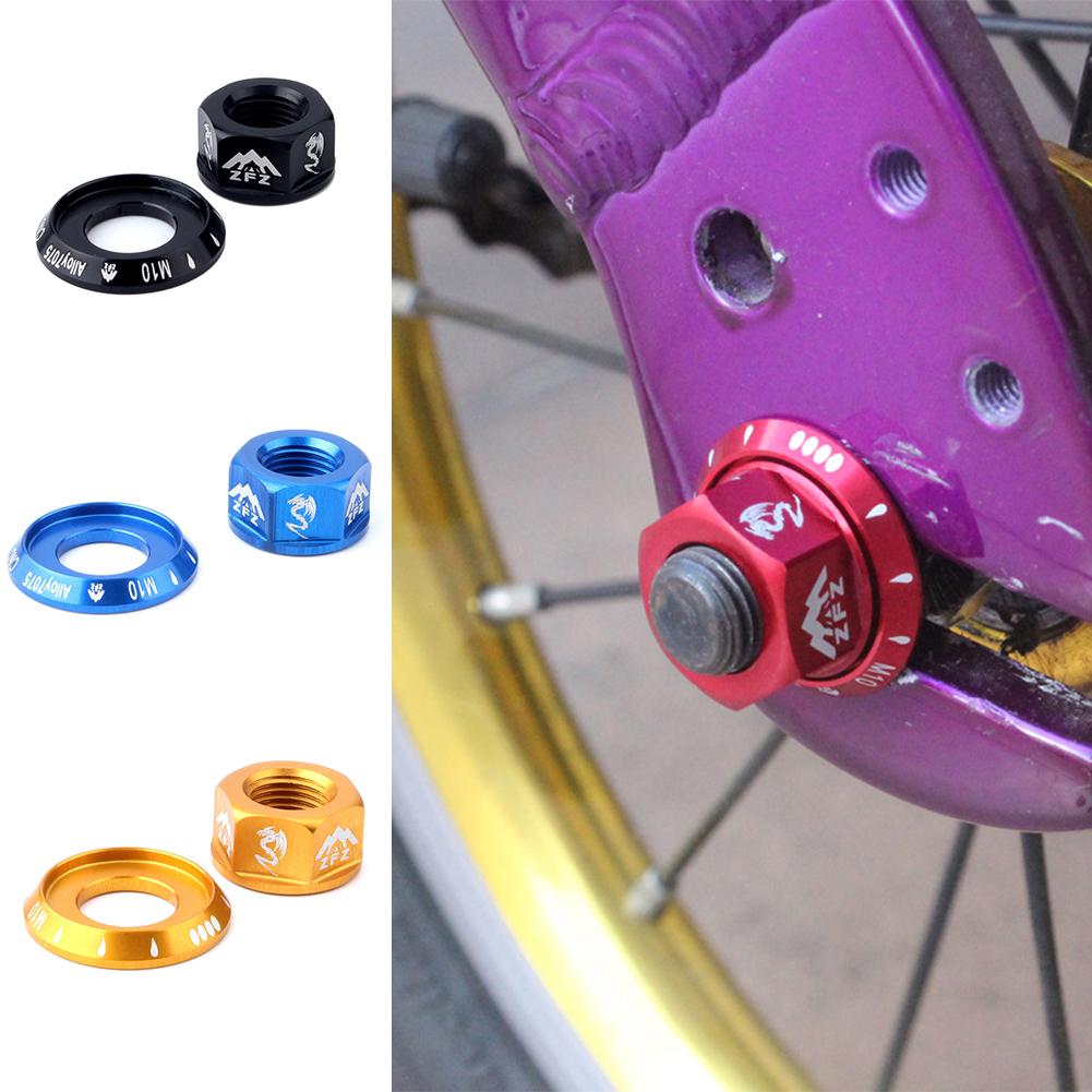 2 stuks Folding Fixed Gear Fiets Hub Noten Glanzende Kleur Voor Achter Drum Hub As Bevestiging Anti-slip Textuur m10 Moer Voor Firm