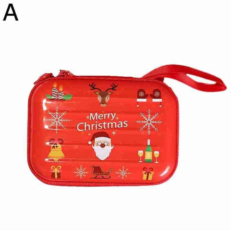 1pc Cartoon Tinplate Xmas Candy Bag Square Round Christmas Candy Bag Purse Year Navidad Tinplate Square Xmas Candy Bag: 13