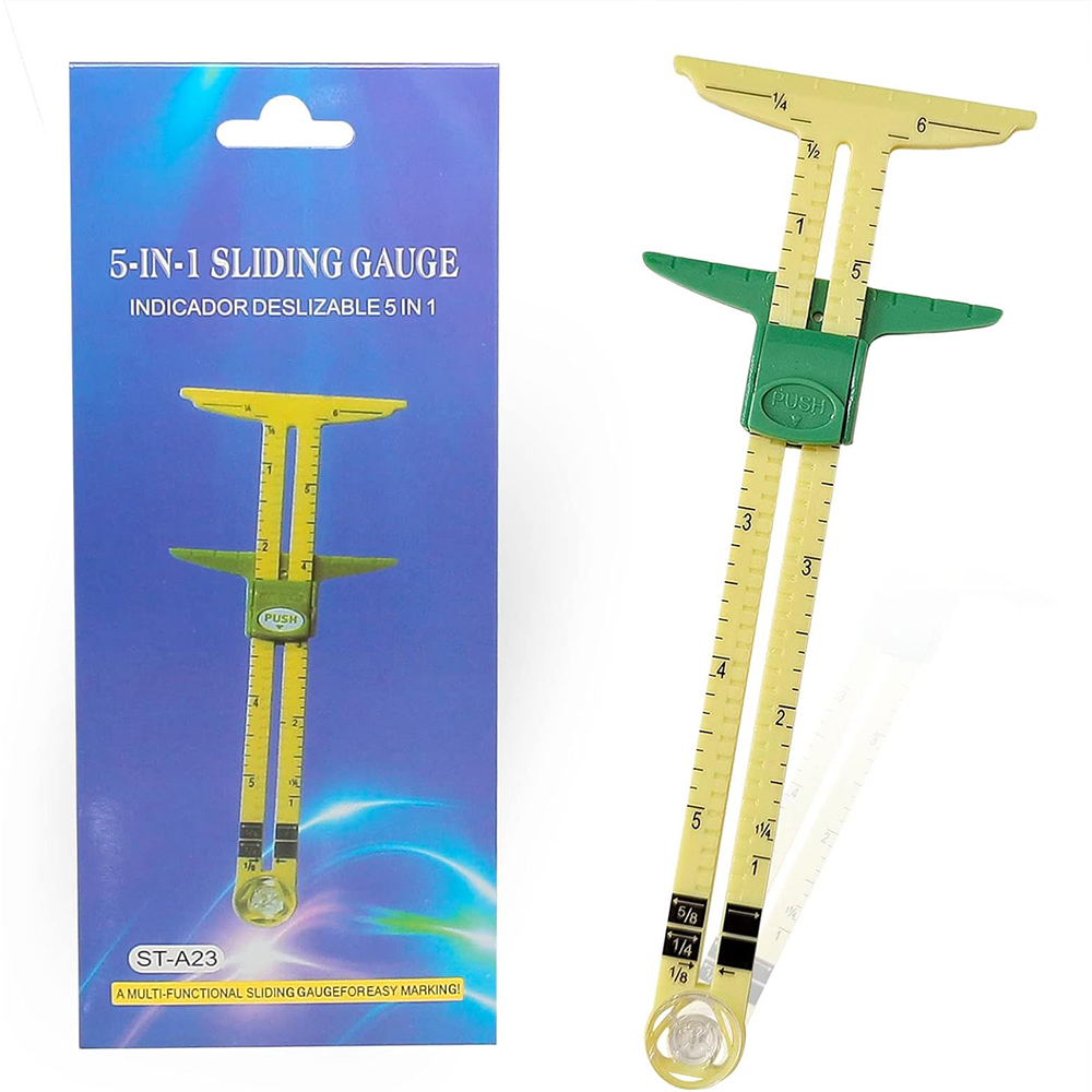 5-in-1 schuifmeter meetinstrument multifunctionele kunststof tekenliniaal huishoudelijke kleermaker patchwork liniaal naaiaccessoires: Light Grey