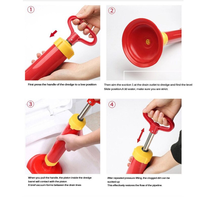 Sewer Tool Powerful Bathroom Blocked Sink Multi Drain Buster Piston Toilet Dredge Sewer Artifact Sink Cleaning Tool
