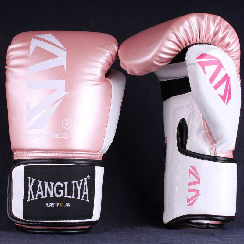 Guantes De Kick Boxing para hombres y mujeres De la PU Karate Guantes De Muay Thai De Boxeo gratis lucha MMA Sanda formación De adultos niños equipo: PINK / 4oz