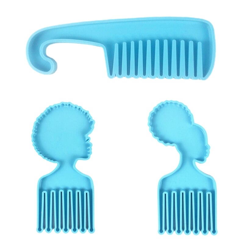 Homens africanos mulheres cabeças em forma de pentes resina epóxi molde de silicone diy artesanato fundição ferramenta