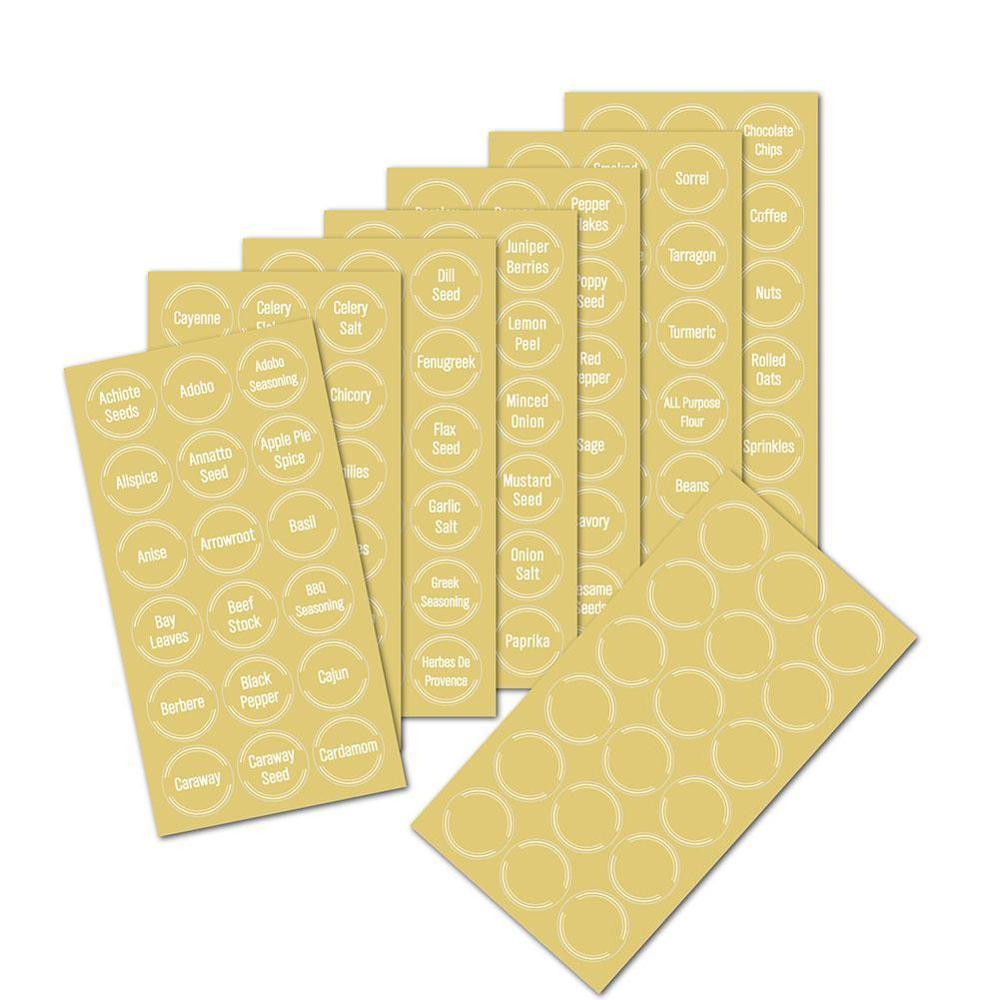 Etiquetas adhesivas para tarros de cocina, contenedor de alimentos, caja de artículos diversos, almacenamiento transparente, 8 hojas, 144 unidades