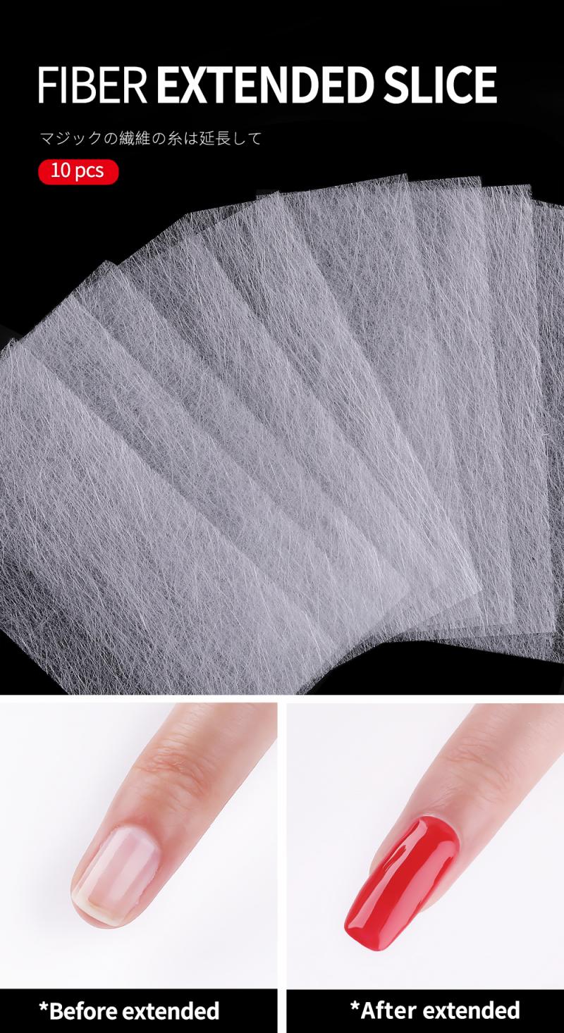 10 uds, Extensión de uñas de fibra de vidrio de seda, forma de uñas, acrílico, extensión de puntas, fibra natural, arte de uñas, accesorio DIY