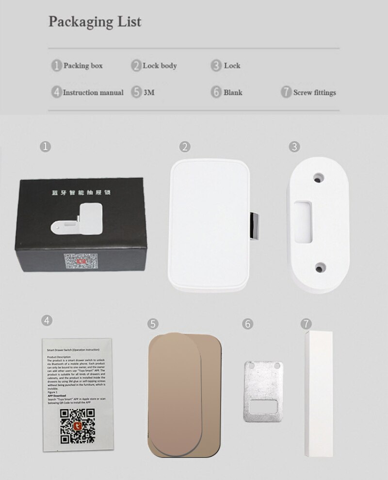 Smart Drawer Switch Tuya Smart Bluetooth Drawer Lock Lockless Invisible Lock File Cabinet Lock Wardrobe Lock Drawer Switch