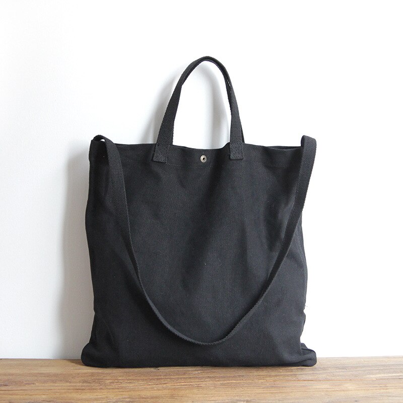Casual Canvas Draagtas Vrouwen Leisure Stof Messenger Bag Vrouwelijke Eenvoudig Draagbare Top-Handvat Schoudertas tas: Black