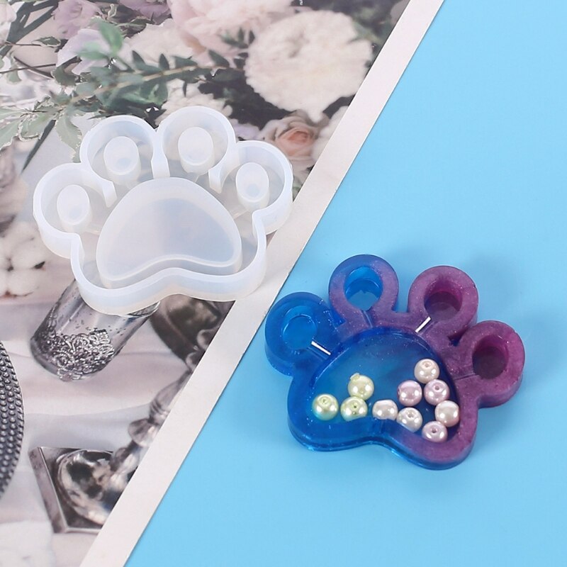 5 Styles Resin Shaker Molds Set Bee Round Heart Cat's Paw Butterfly Epoxy Quicksand Silicone Keychain Pendant Molds Kit