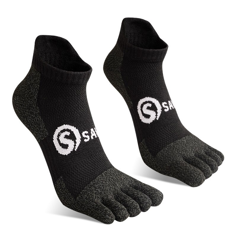 Savior – chaussettes de sport hygroscopiques pour hommes et femmes, en Fiber de cuivre, à cinq doigts, pour Marathon,: Black / S