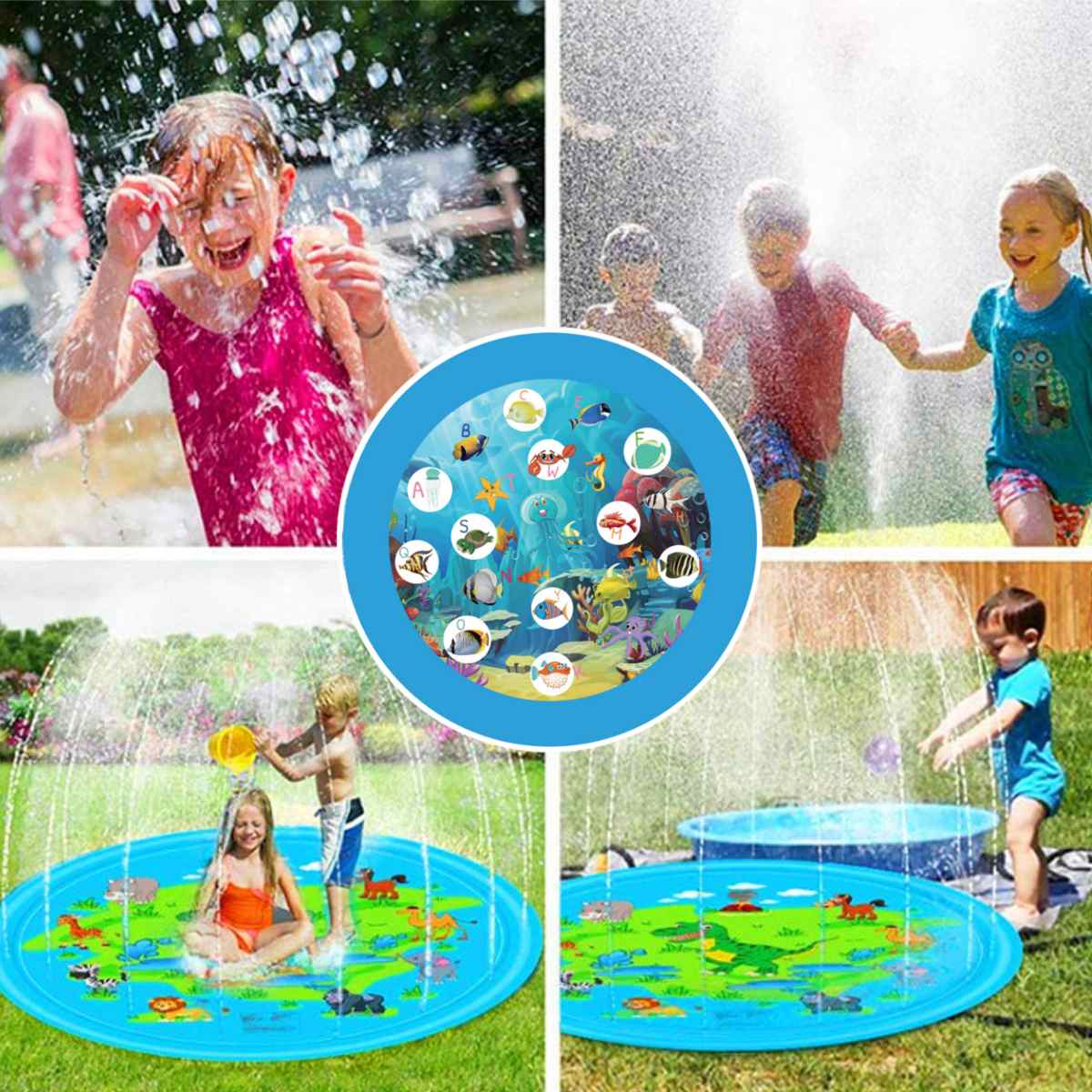 170 Cm Kids Sprinkler Pad Mat Kinderen Zomer Outdoor Water Splash Play Water Mat Gazon Opblaasbare Sprinkler Kussen Speelgoed