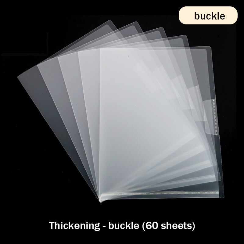 30/60 L-type Transparent File Set Folder Single-piece Clip A4 Single-page Information Clip Test Paper Student Insert File Bag: Thickened buckle 60p
