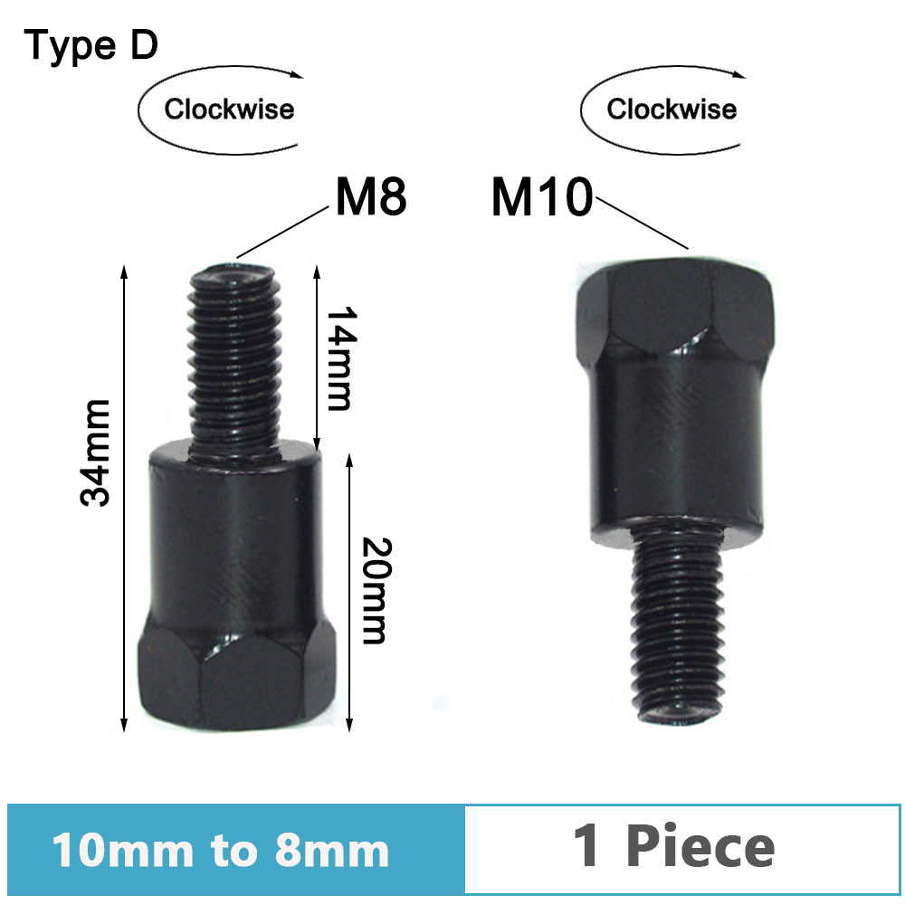 1pc adaptadores de espelho da motocicleta m10 10mm m8 8mm preto prata aço metal parafuso adaptador espelhos retrovisores conversão parafuso rosca: MULTI