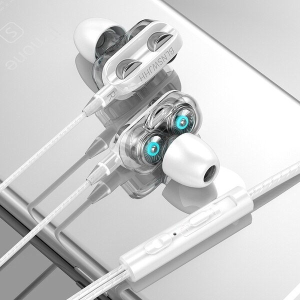 Hoge Bass Headsets Sport Oordopjes Dual Drive Stereo In-Ear Wired Oortelefoon Met Microfoon Computer Oordopjes Voor Mobiele Telefoon