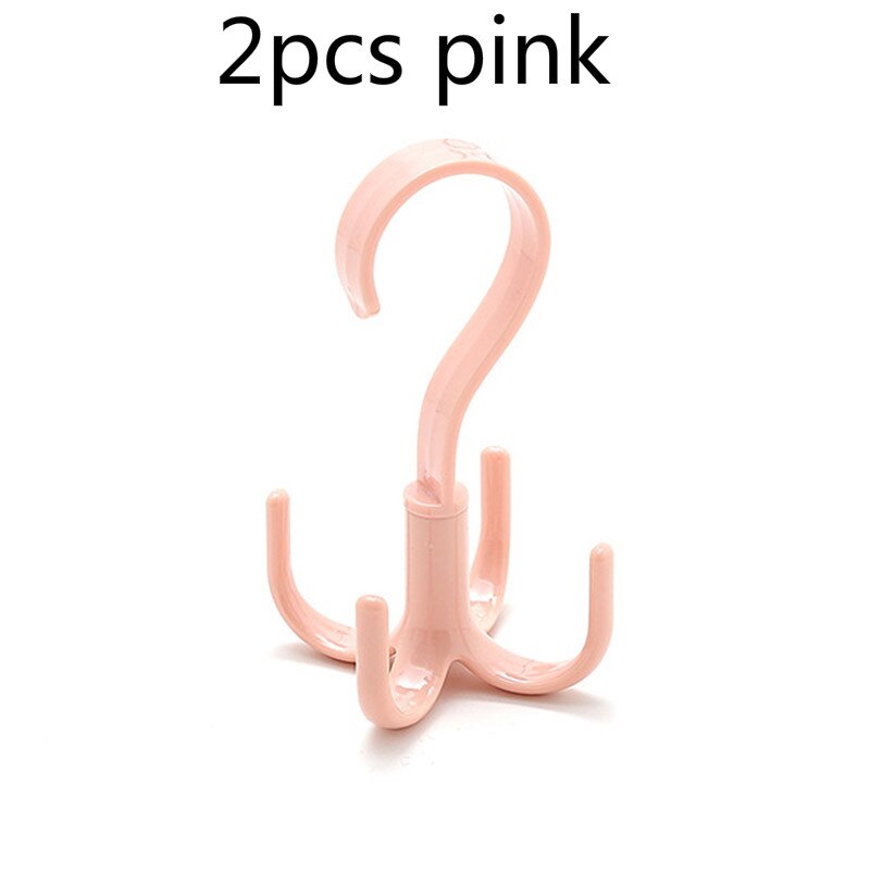 2/5 Stuks Plastic Haak S Vorm Haak Vier-Klauw Thuis Slaapkamer Hanger Kleren Schoenen Haken Sluiting Holder plastic Opknoping Haken: 2pcs pink