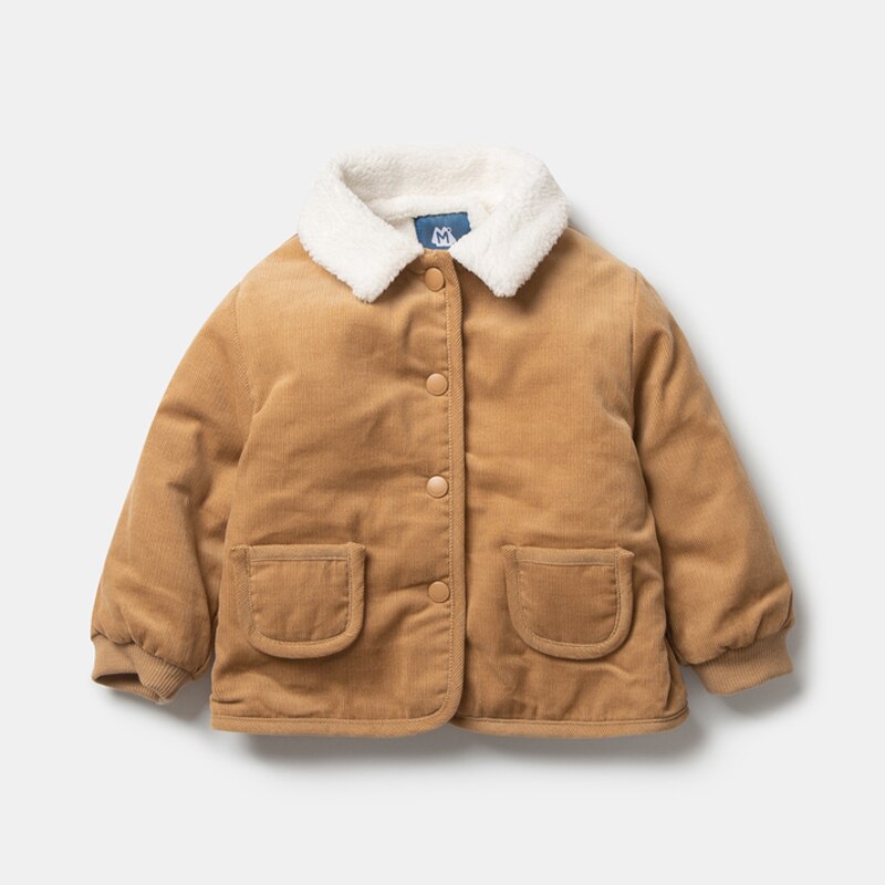 Minibalabala Baby Lam Haar Warme Jas Jongens Baby Revers Overhemd Winter Kinderkleding: khaki / 12m
