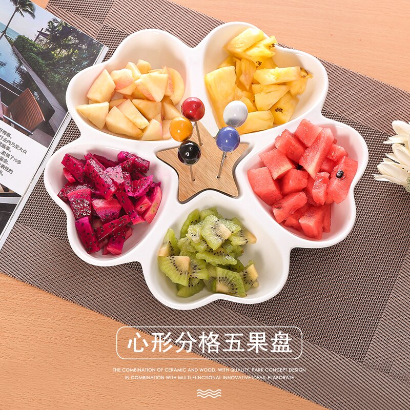 Ceramic bowl Living room fruit platter Dried fruit plate subdivision home snack plate