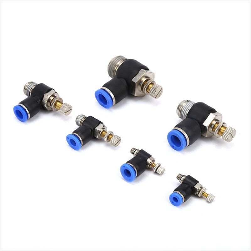 Blue pneumatic connector SL 4/6/8/10 / 12mm series pneumatic throttle speed control valve external thread cylinder throttle