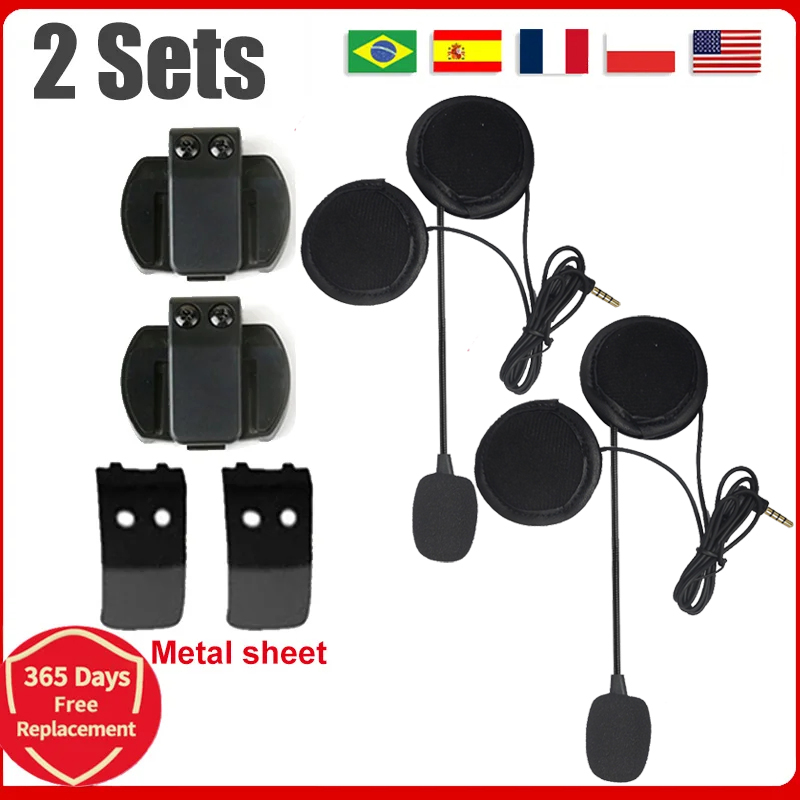 EJEAS 3.5mm Audio Plug Microphone Speaker Headset And Helmet Intercom Clip for V4 V6 Motorcycle Interphone + Metal Sheet: Blue