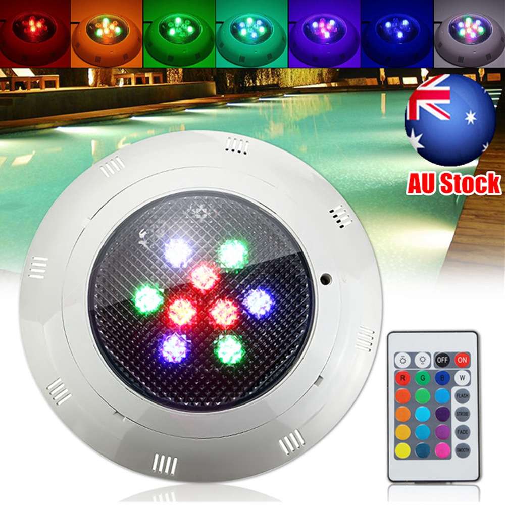 IP68 Pool Light 9W RGB Round LED Underwater Light Swimming Pool Fountain Spotlight Lamp with Remote Control AC 12V-24V