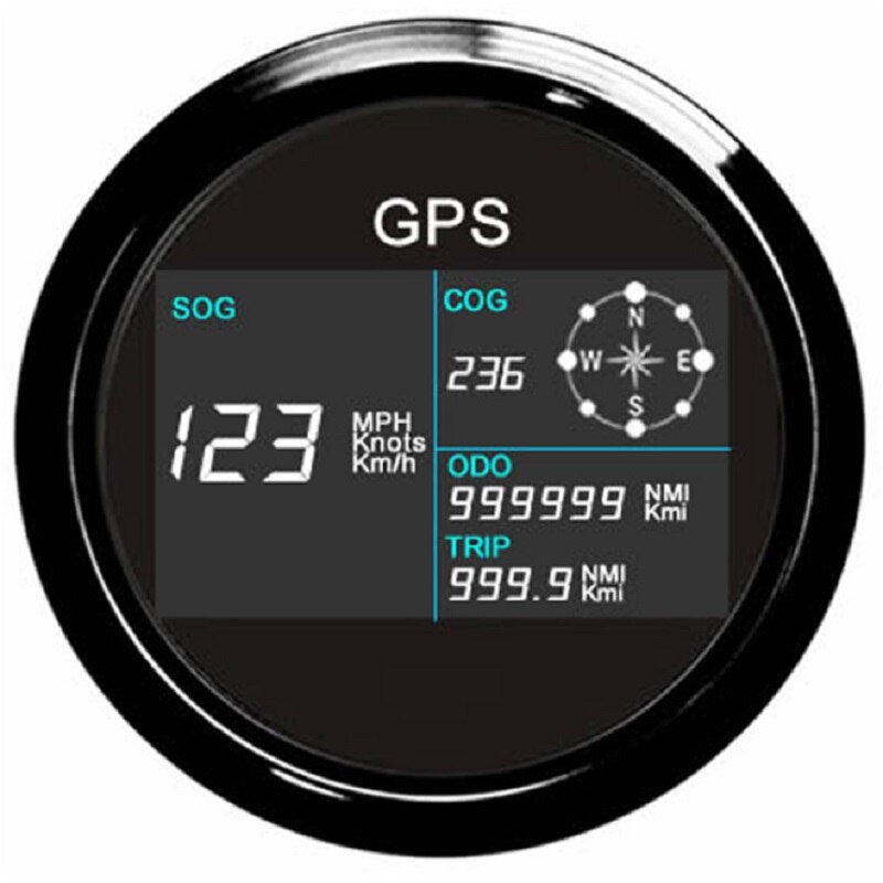 3 3/8" Digital GPS Speedometer Total Mileage Adjustable GPS Blind Area Odometer Compensation 12V 24V: BN