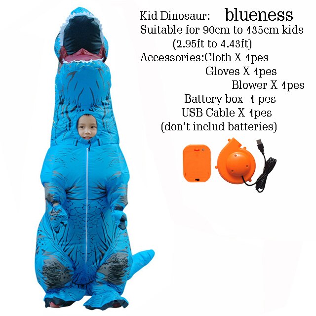 T-rex dinosaure oppustelige kostume maskot kostume deguisement halloween pour animaux cosplay dinosaure: Børne størrelse 16