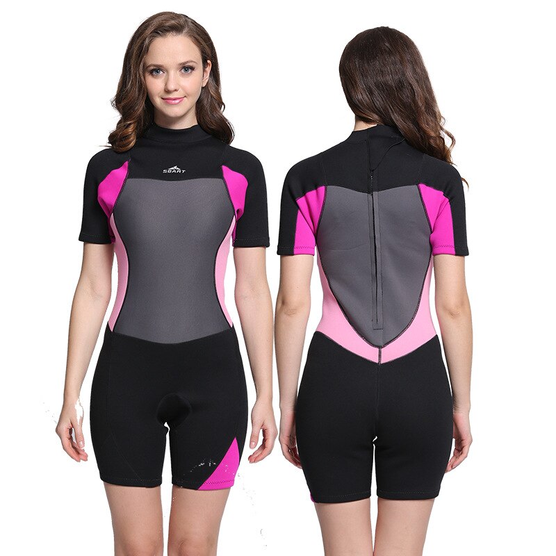 Lente Pak Vrouwen Shorty Wetsuit Terug Rits Mannelijk Korte Mouw 2 Mm Premium Neopreen/Vrouwelijke Surfen Snorkelen Duiken Scuba voor: women / Xl