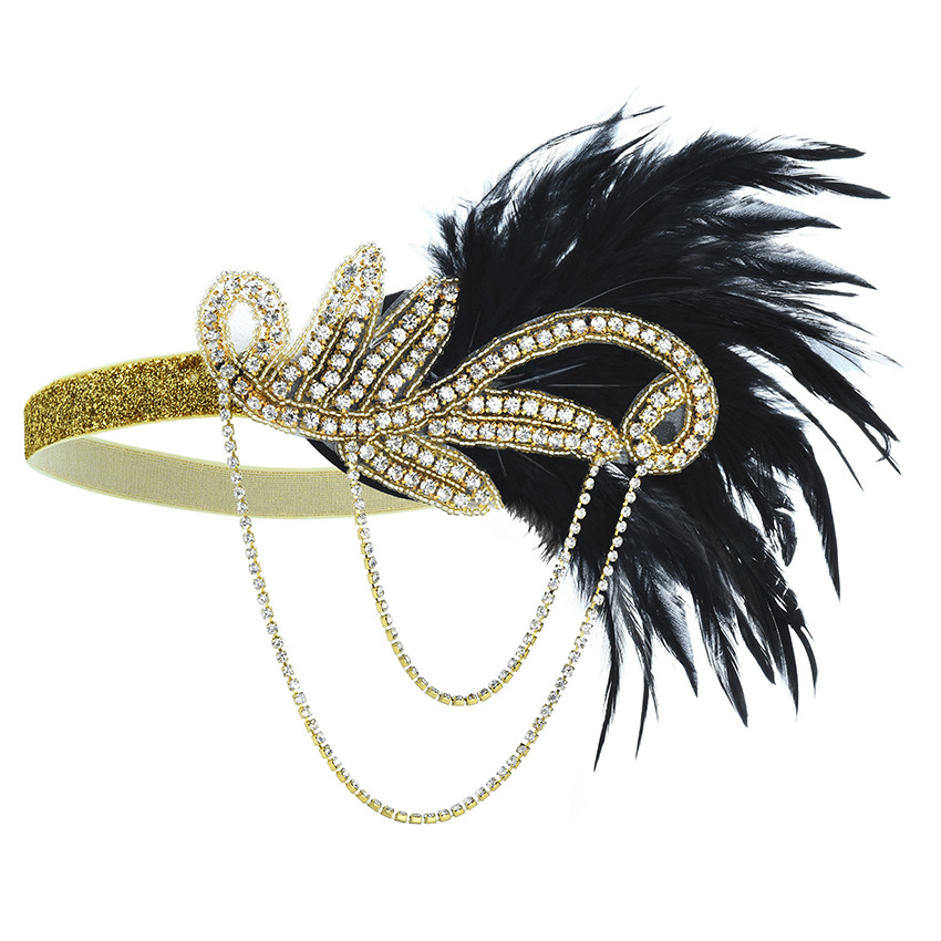 Accesorios de vestido Flapper de los años 20, accesorios de Retro, diadema de GATSBY CHARLESTON, banda de plumas para boda, banda de niña Flapper, 1 Uds.: Rojo