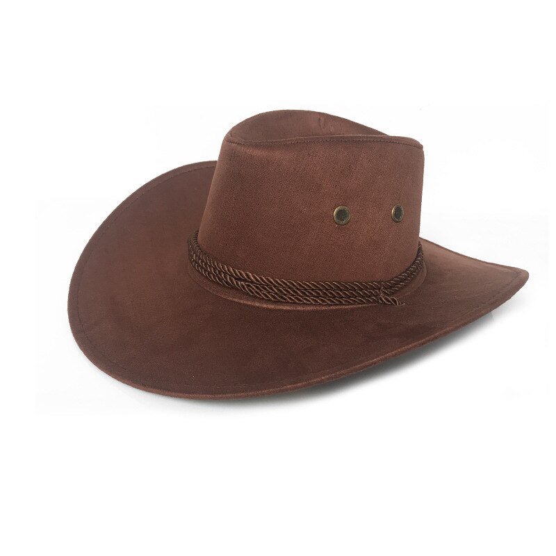 Chapeau de Cowboy ouest américain daim chapeau de soleil en plein air chapeaux d'équitation en plein air pour hommes et femmes chapeau de Cowboy de couleur unie: 8