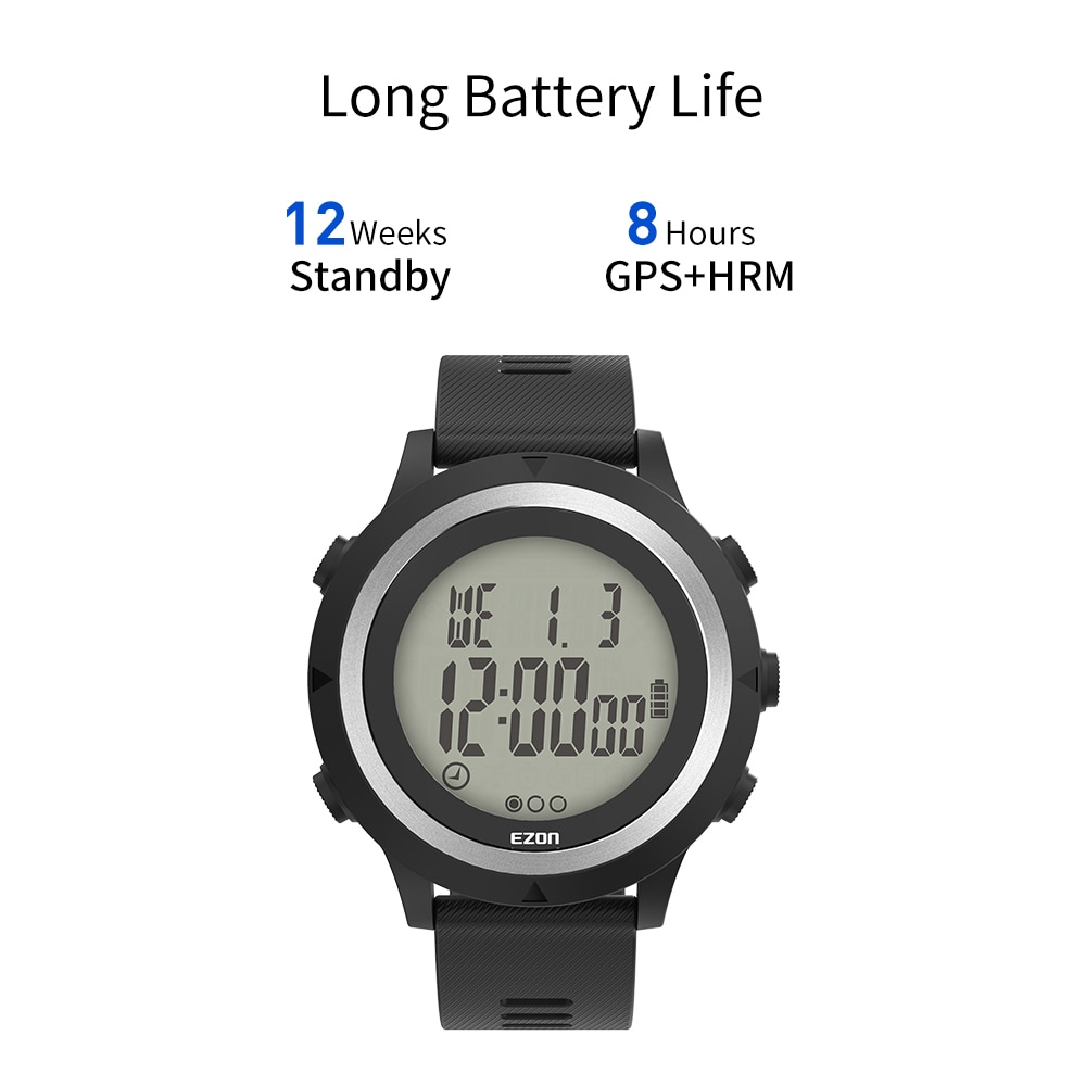 EZON-reloj deportivo inteligente T909C para correr, dispositivo con GPS, podómetro de Fitness, alarma de ritmo cardíaco óptico, cronógrafo, 5atm, resistente al agua, barra de progreso PM