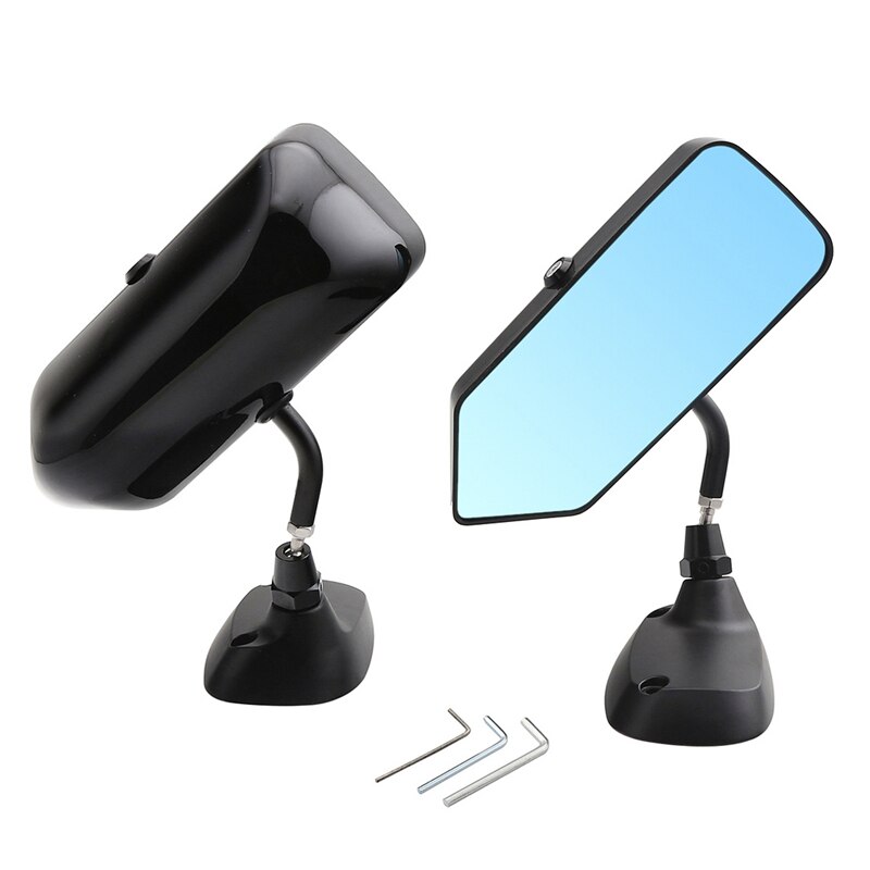 TOP -2Pcs F1 Style Bright Black Auto Car Side Blue Rearview Mirror Metal Bracket Universal: Default Title