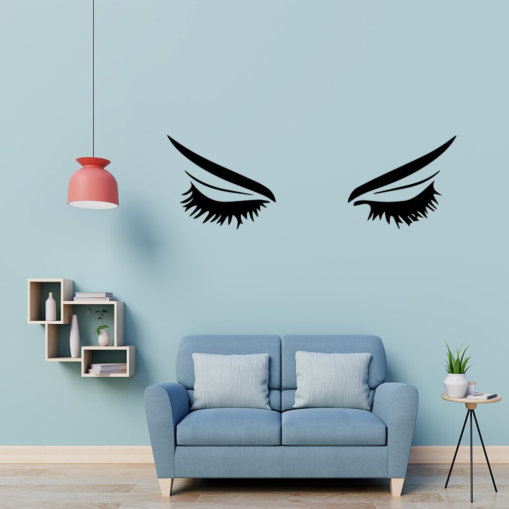 Skønhedssalon salon læbestift øjne vinyl wallsticker tapet til skønhedssalon piger soveværelse indretning vægmaleri plakat citater make up