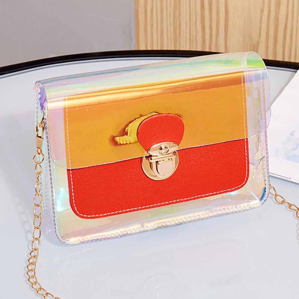 Kette Riemen transparent Umhängetasche Patchwork Frauen Strand Telefon Tasche Wasserdichte Reisetasche Schulter Tasche Handtasche Dame Taschen: C
