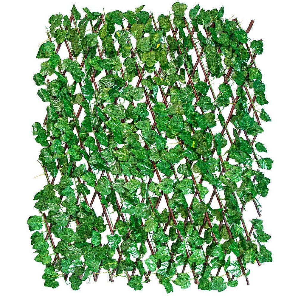 Retractable Artificial Garden Fence Expandable Faux Ivy Privacy Fence Wood Vines Climbing Frame Gardening Plant Home Decorations