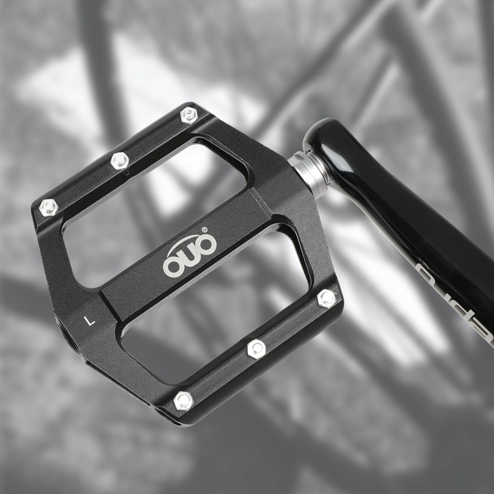 OUO-pedales de aluminio Enduro para bicicleta de montaña, accesorios para bici de carretera, Pedal de plataforma, color negro y rojo