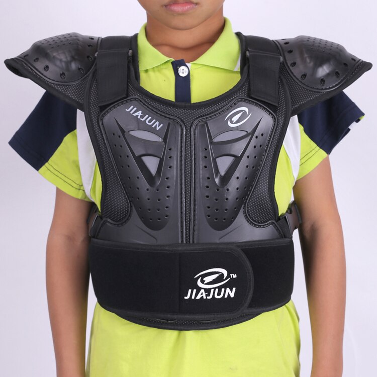 Kind Body Protector Armor motorjacks Motocross back shield mouwloos vest Spine Borst Beschermende gears Jas: black / S