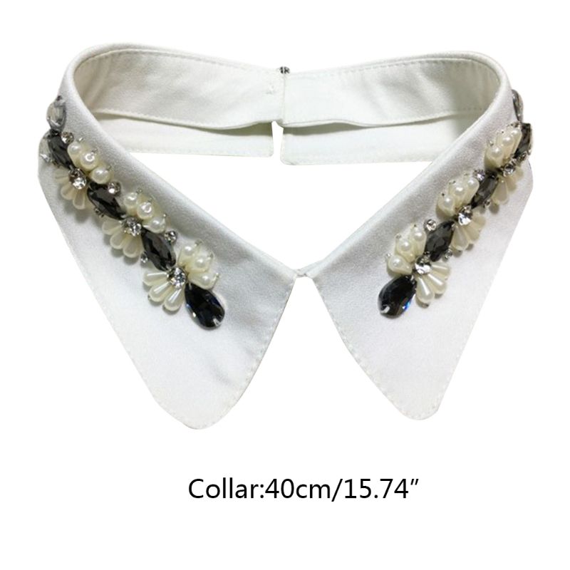 Frauen Dame Nachahmung Perle Gefälschte Kragen Abnehmbaren Geschmack Verschluss Revers Halskette 649C