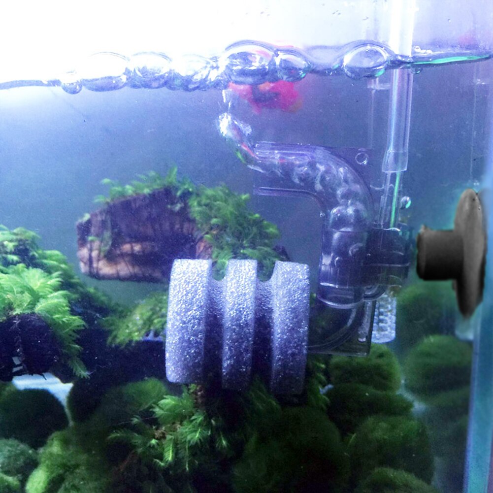Mini With Suction Cup Fish Tank Filter Biochemical Sponge Reduce Noise Easy Apply Manual Oxygen Increase Shrimp Cleaner Tool