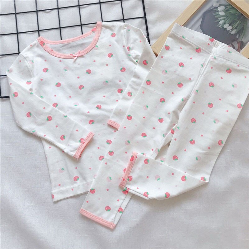 Kinderen Casual Pyjama Kleding Set Meisjes Leuke Nachtkleding Pak Sets Kinderen Lange Mouwen + Broek 2 Stuk Katoen pyjama Sets