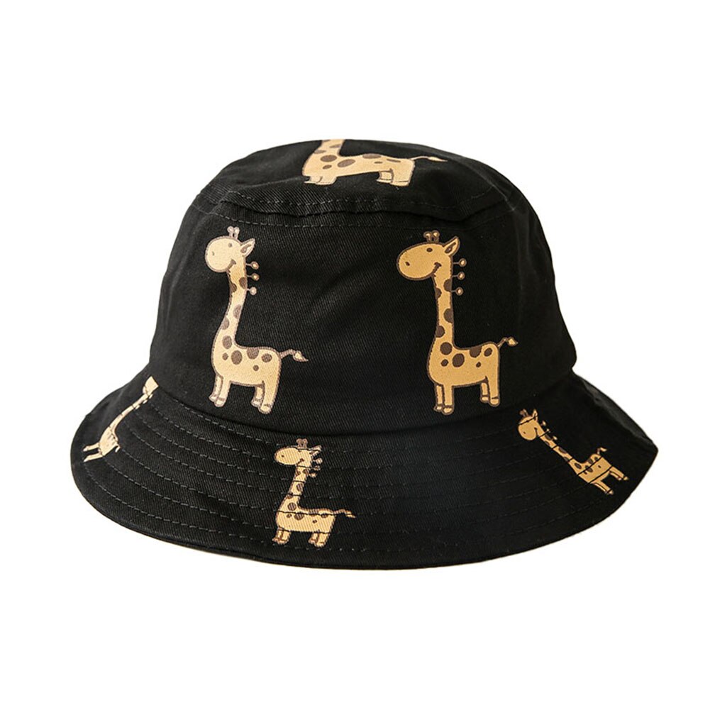 Kids Hoeden Zomer Unisex Kinderen Cartoon Giraffe Print Outdoor Uv-bescherming Zonnehoed Emmer Cap Kinderen Zonnehoed Outdoor Cap кепка: Black