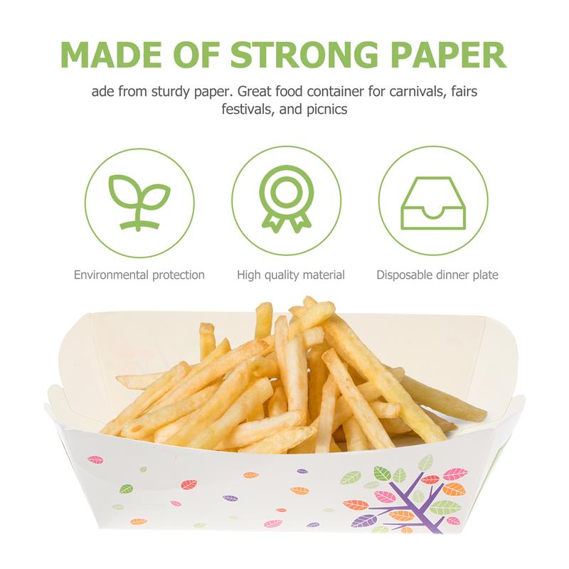 100Pcs Wegwerp Voedsel Dienblad Boot Vorm Papier Verpakking Box Snack Wikkelen Doos Gebakken Kip Dog Olie-proof Papier Dozen