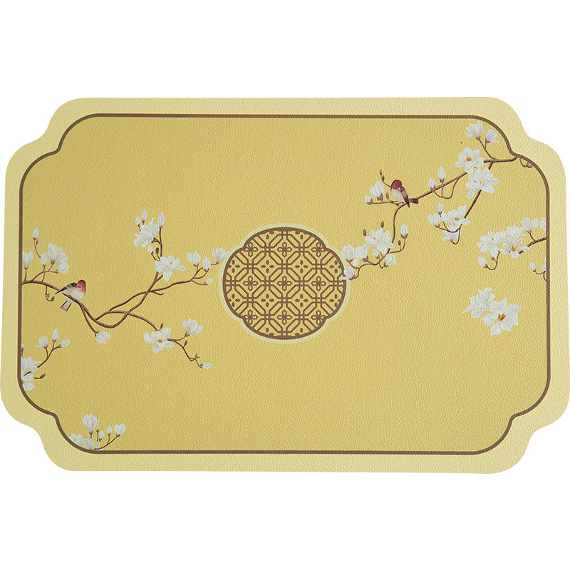 Heat Resistant Table Mats Set of 2, Hydrangea Faux Placemats, Floral Bird, Chinese Style, Digital Printing for Party Family: VIOLET/紫罗兰