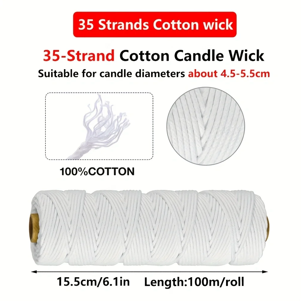 Kit de fabricación de velas con mecha de vela de 100m/rollo, mechas de velas ecológicas para herramientas de fabricación de velas DIY, para entusiastas hechos a mano: Caqui oscuro
