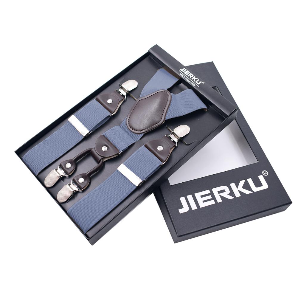 Windj heren bretels effen kleur 4 clip-on bretels elastisch 3.5cm: F08