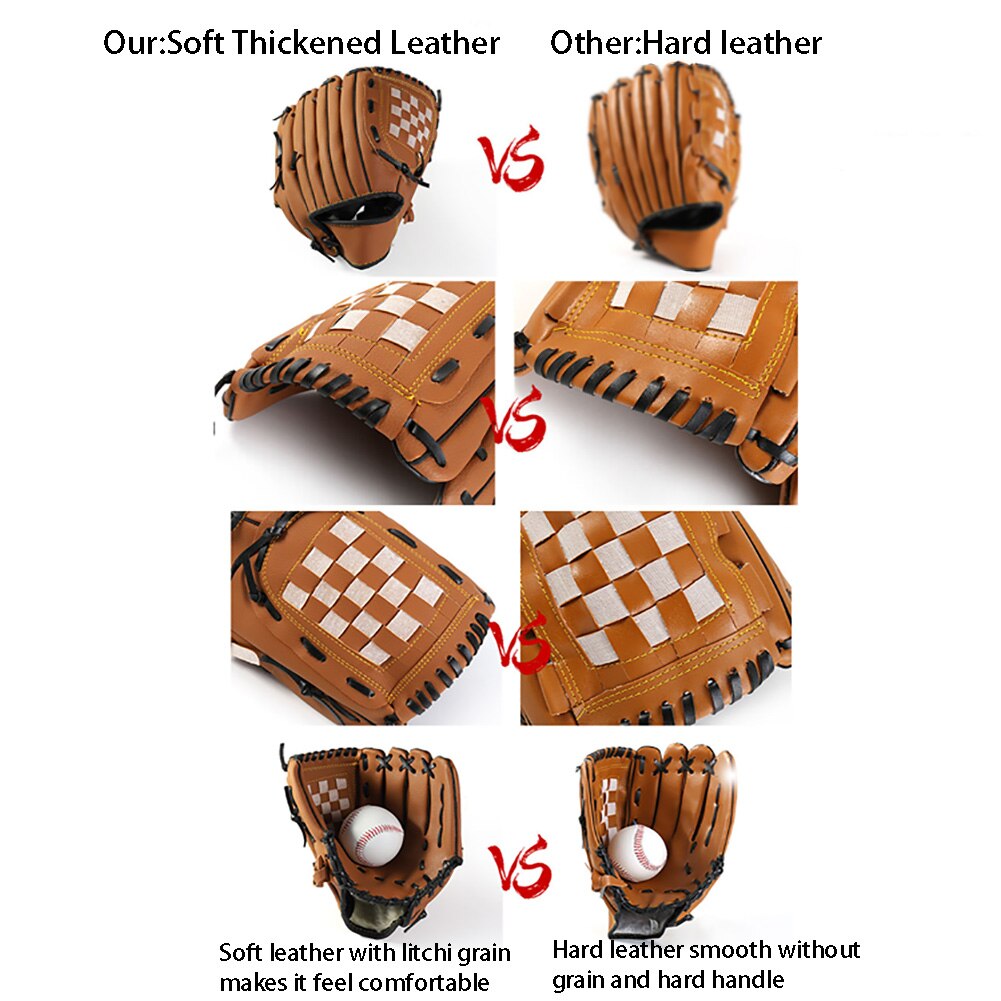 1pc Men Women Practice Sports Outdoor Training Comfortable Baseball Glove Softball Mitts Accessories Left Hand Adjustable Soft